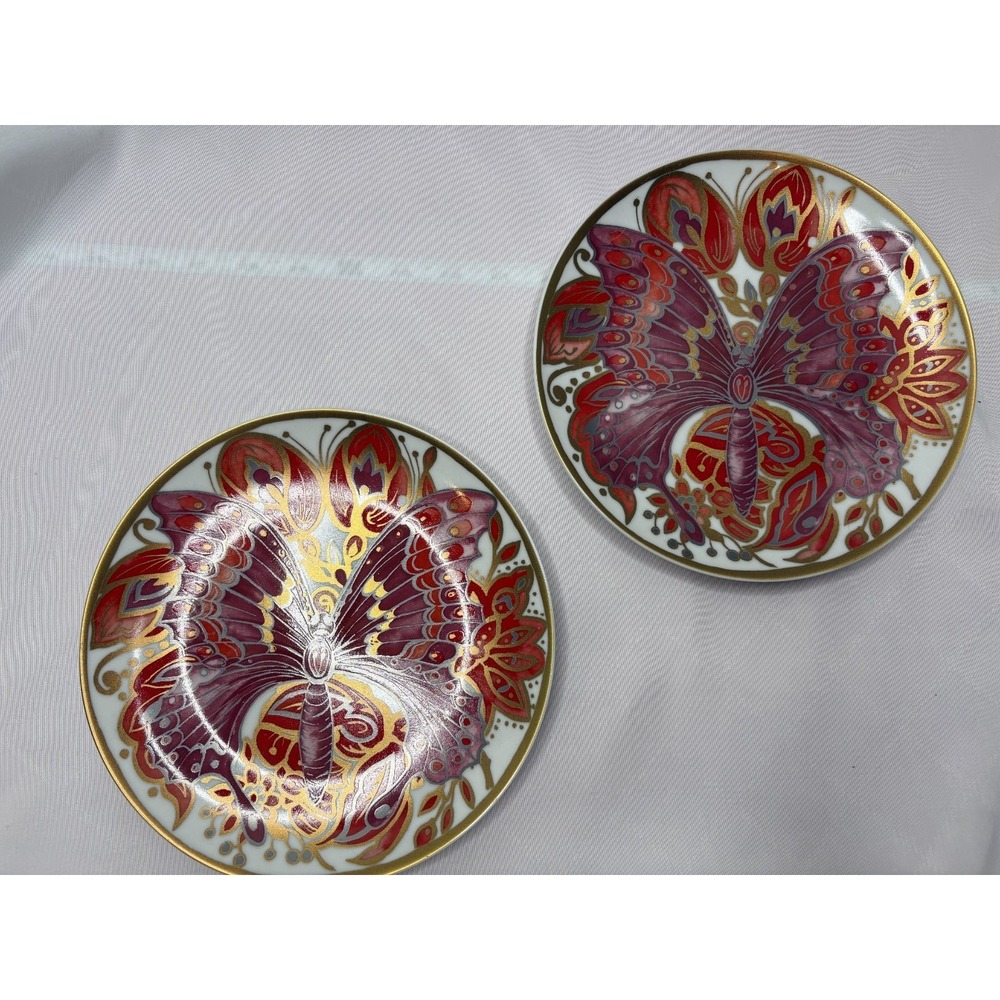 Set Of Two (2) Pottery Barn Art Nouveau Plates - Butterfly Wing